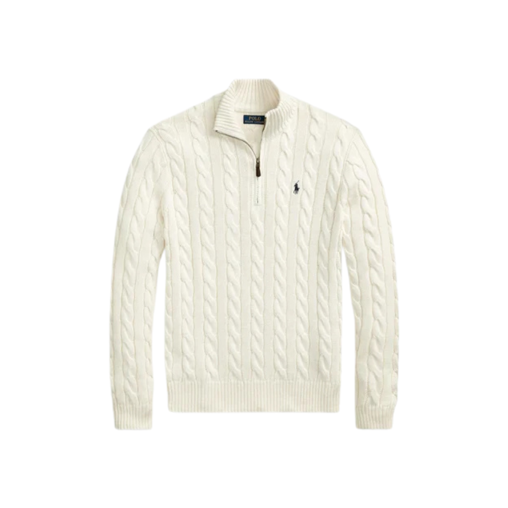 Suéter Quarter-Zip Ralph Lauren Tricô branca — foto 1
