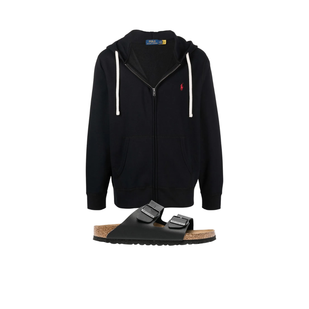 KIT Moletom Zíper Ralph Lauren + Birkenstock Arizona em Couro — foto 1