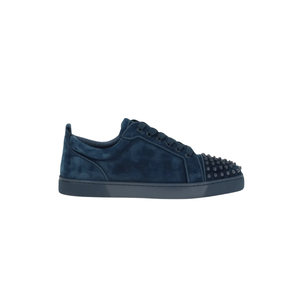Tênis Christian Loubotin Navy Blue camurça com spikes