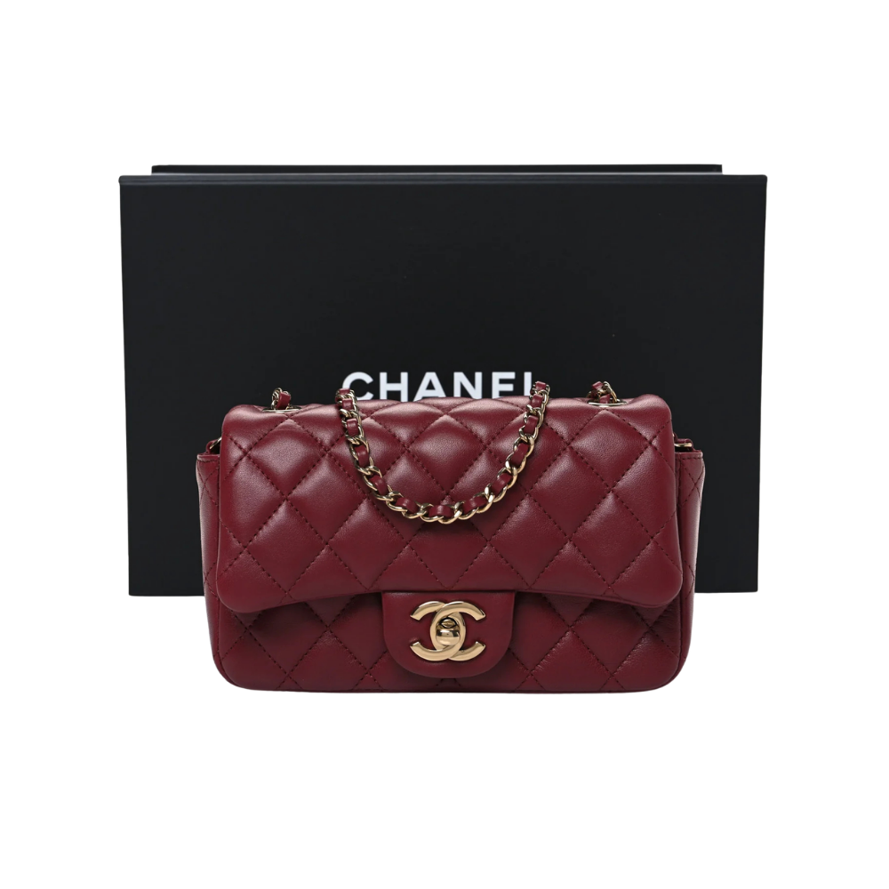 Bolsa Chanel Lambskin Quilted Extra Mini Flap Bag Burgundy — foto 1