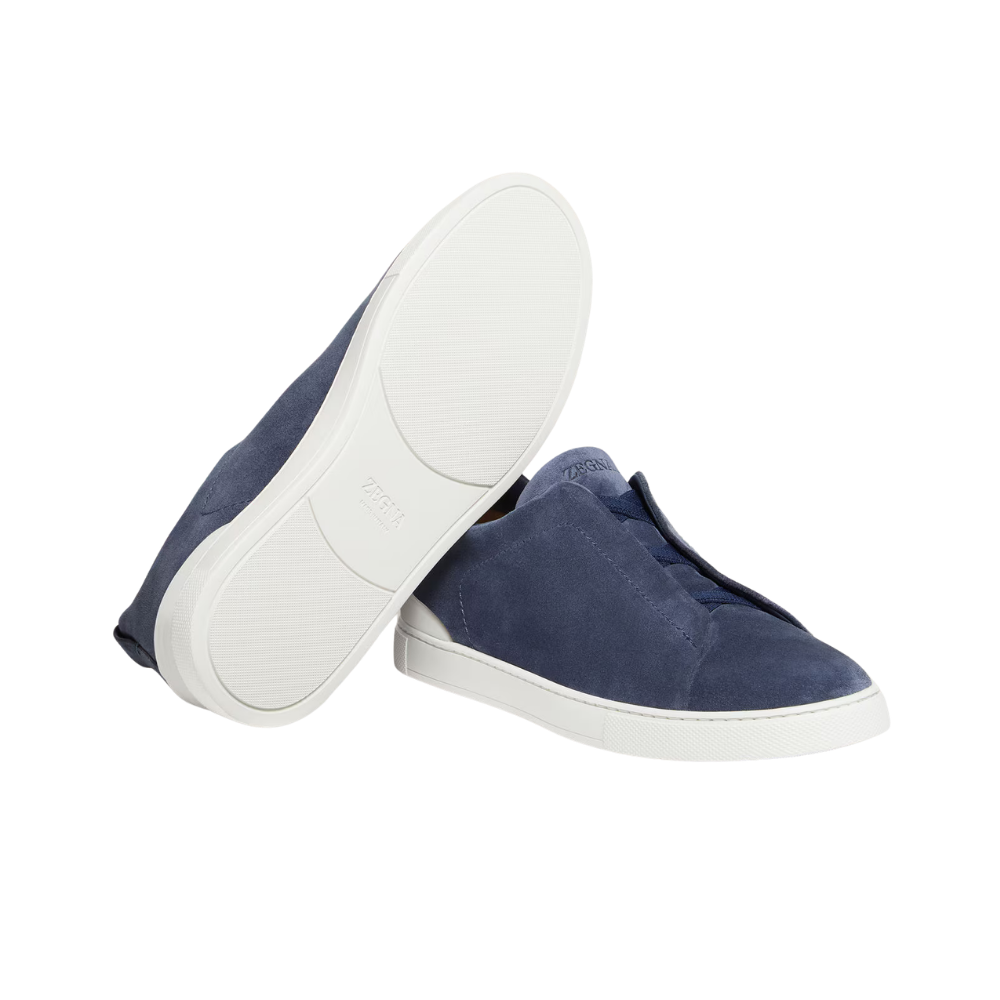 Tênis Zegna Triple Stitch Camurça Navy Blue — foto 1