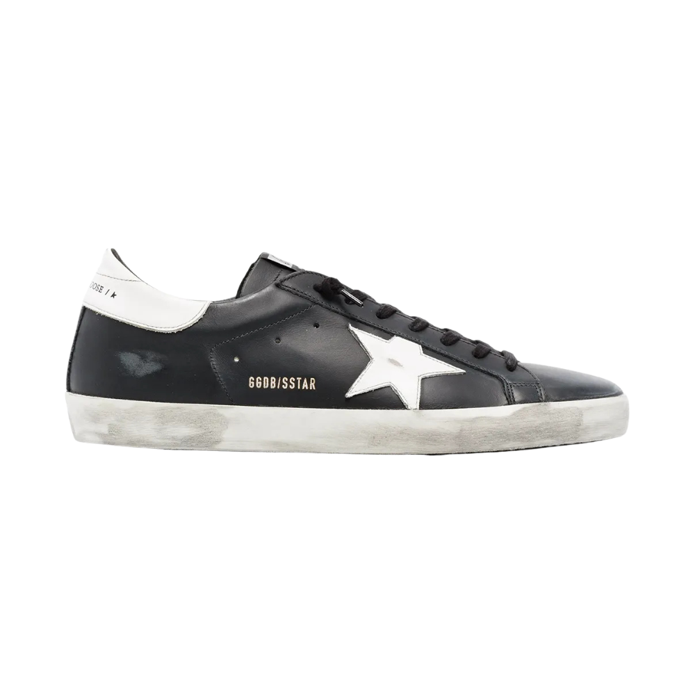 Tênis Golden Goose Super Star Nappa Black Talão Branco — foto 1